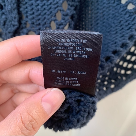 Anthropologie Angel of the North Graduated Diamond Navy Knit Cardigan Preppy Xs - Picture 6 of 12